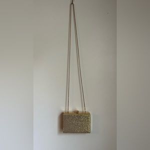 Gold Clutch Purse with Gold Bee Closure and Gold Chain Strap- Beautiful!